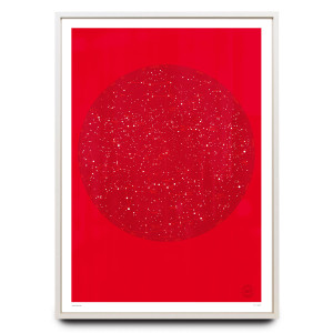 Celestial sky design on red limited edition print