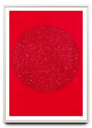 Celestial sky design on red limited edition print