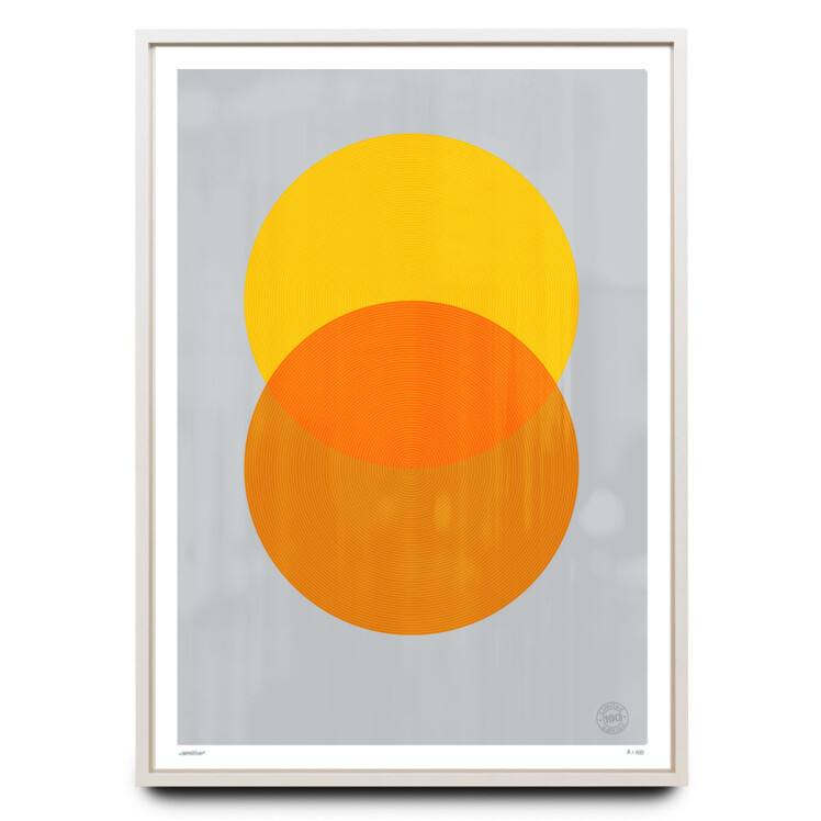 Overprinted yellow and orange circles limited edition print