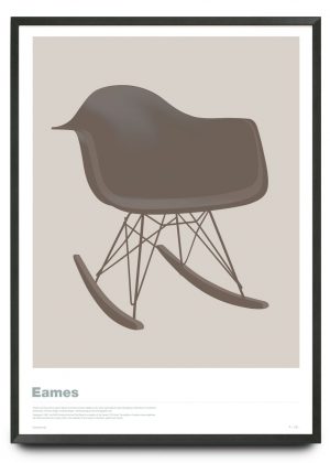 Eames RAR chair illustration in warm grey limited edition print