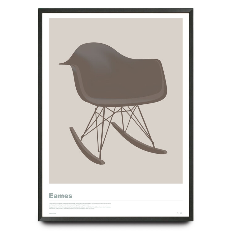 Eames RAR chair illustration in warm grey limited edition print